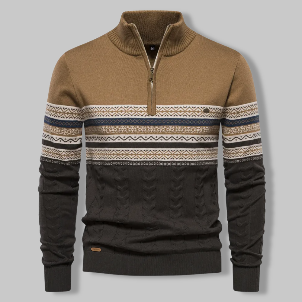 Ethan | Stylish Men's Quarter Zip Sweater with Cable Knit Design 3