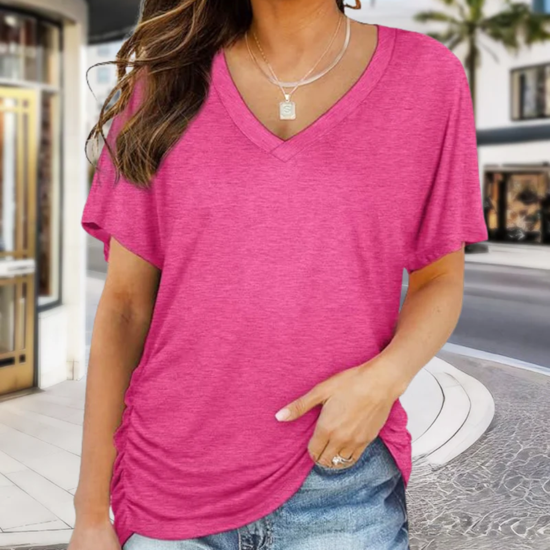 Amelia | Stylish Women's T-Shirt with V-Neck and Dolman Sleeves