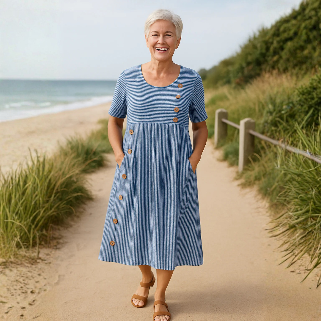 Anna | Chic Midi Dress with Sleeves for Women - Effortless Style and Comfort