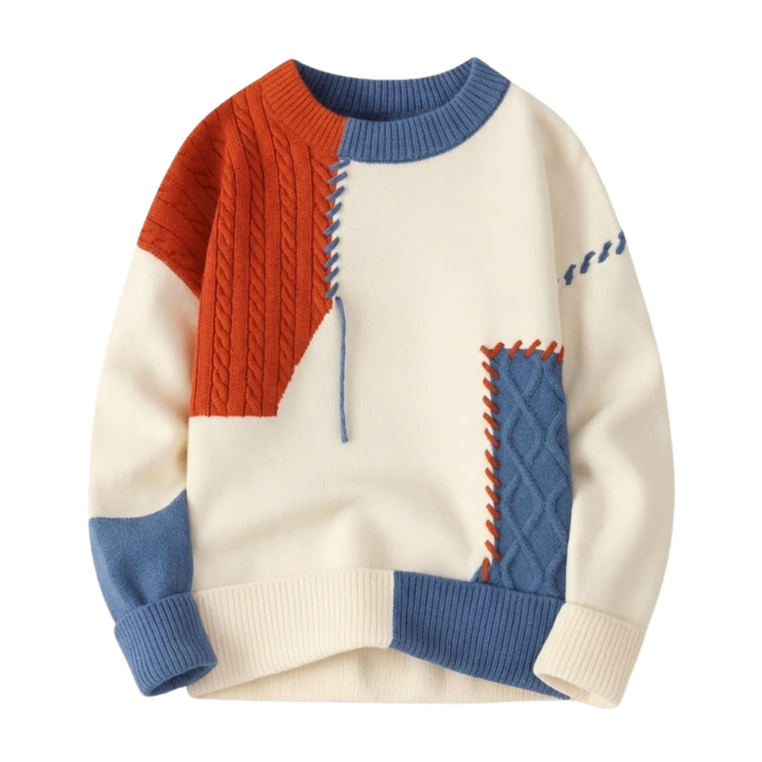 Noah | Trendy Patchwork Sweater for Men - Stylish, Casual, Relaxed Fit
