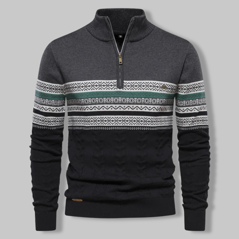 Ethan | Stylish Men's Quarter Zip Sweater with Cable Knit Design 1