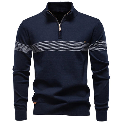 Ethan | Stylish Men's Quarter Zip Sweater with Heritage Stripe Detail 0
