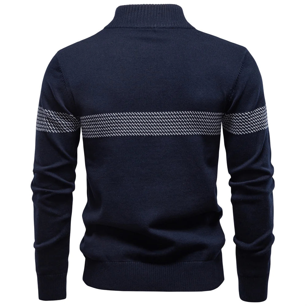 Ethan | Stylish Men's Quarter Zip Sweater with Heritage Stripe Detail 2