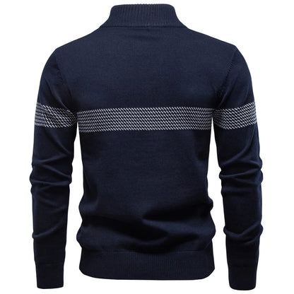 Ethan | Stylish Men's Quarter Zip Sweater with Heritage Stripe Detail 2