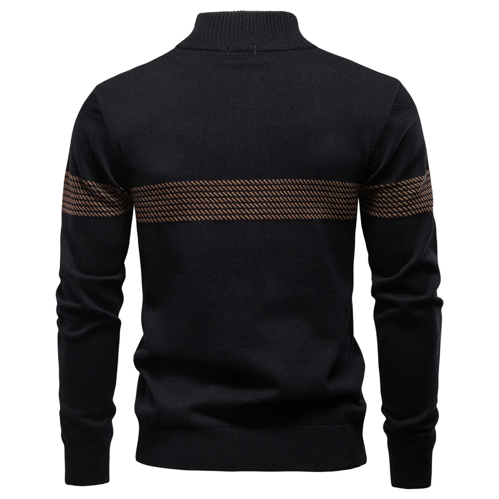 Ethan | Stylish Men's Quarter Zip Sweater with Heritage Stripe Detail 4