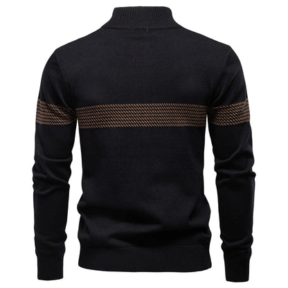 Ethan | Stylish Men's Quarter Zip Sweater with Heritage Stripe Detail 4