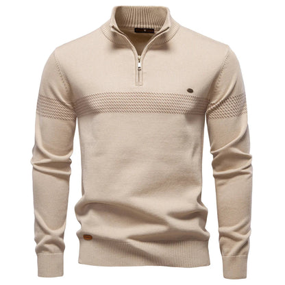 Ethan | Stylish Men's Quarter Zip Sweater with Heritage Stripe Detail 5
