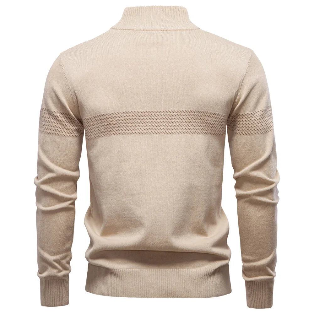 Ethan | Stylish Men's Quarter Zip Sweater with Heritage Stripe Detail 6
