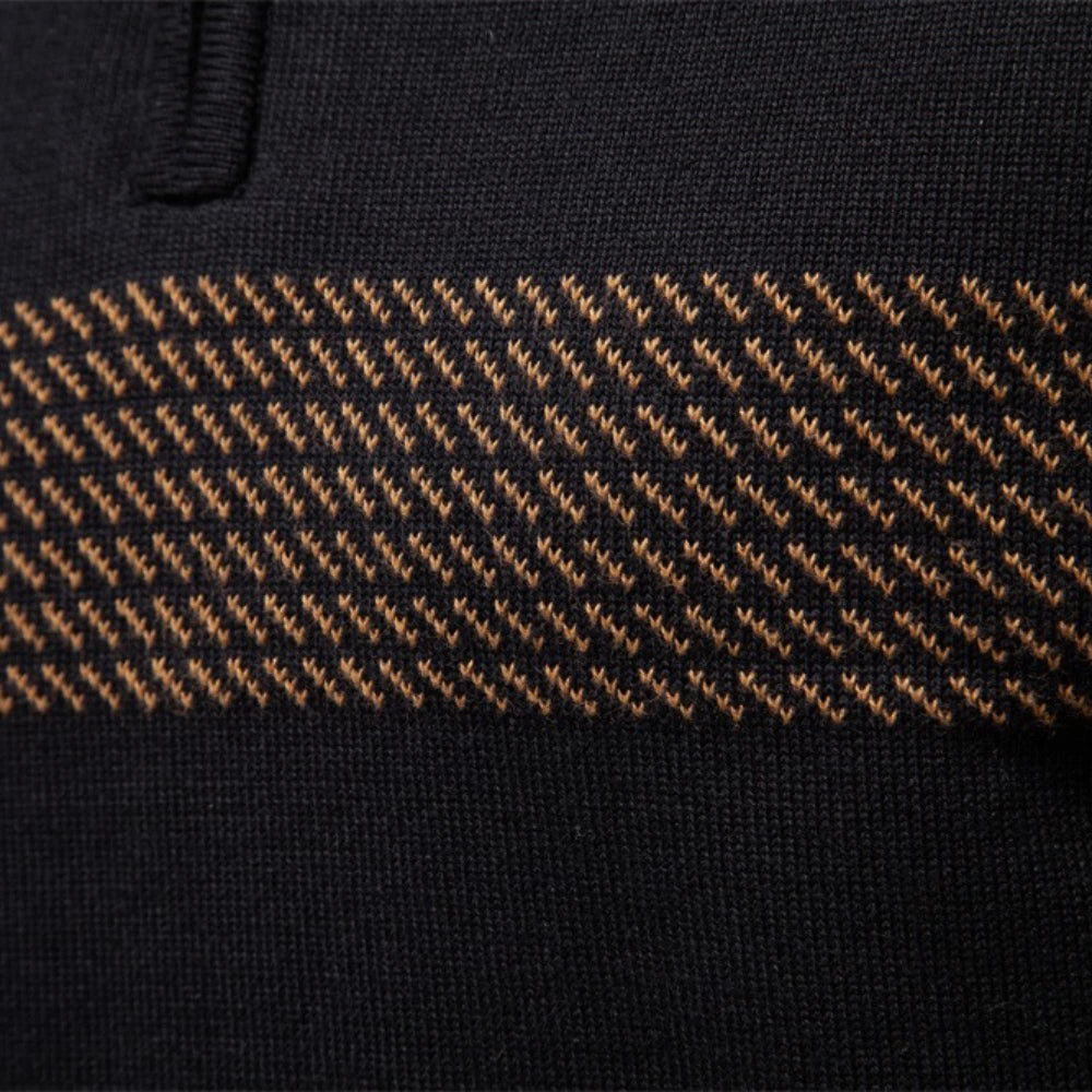 Ethan | Stylish Men's Quarter Zip Sweater with Heritage Stripe Detail 8