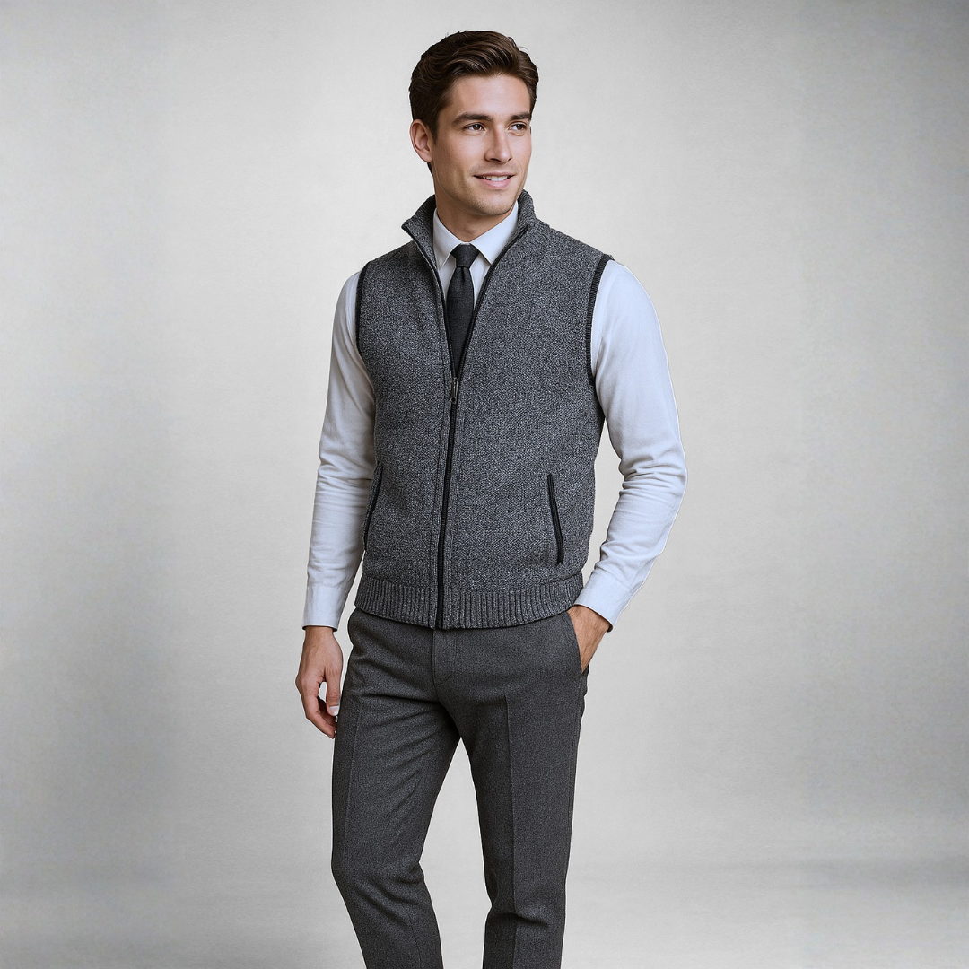 Liam | Stylish Men's Vest with Full-Zip Closure and Timeless Design
