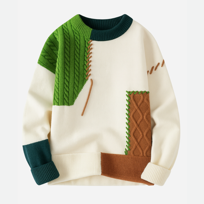 Noah | Trendy Patchwork Sweater for Men - Stylish, Casual, Relaxed Fit