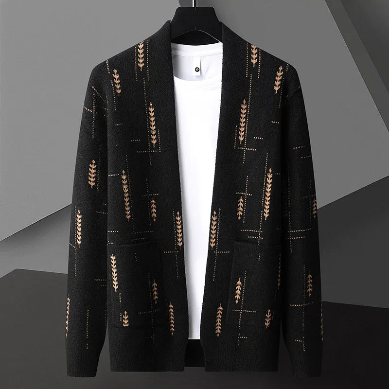 Liam | Stylish Men's Cardigan Sweater with Unique Heritage Print 1