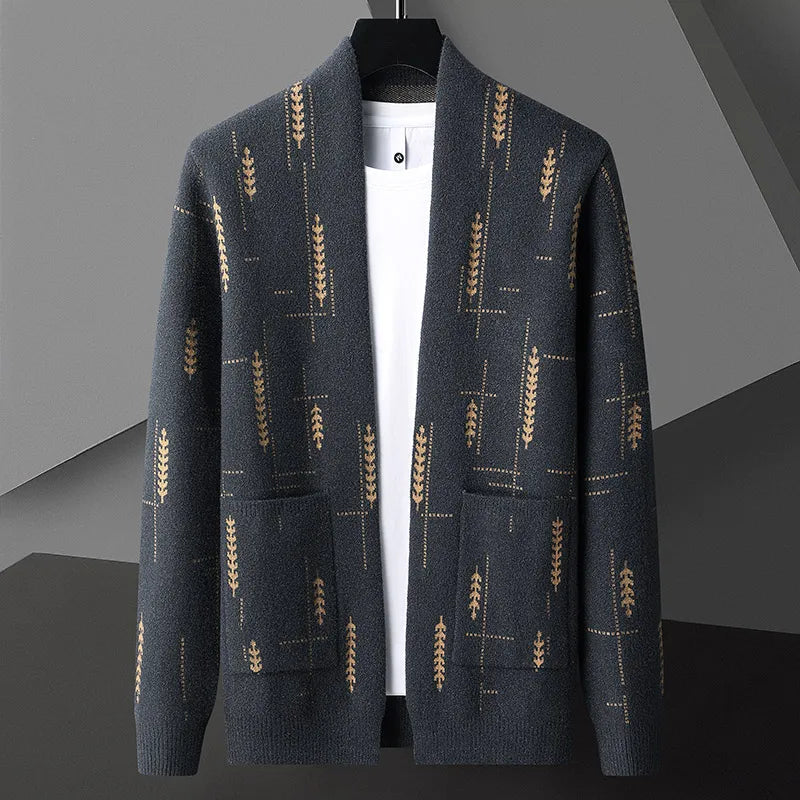 Liam | Stylish Men's Cardigan Sweater with Unique Heritage Print 2